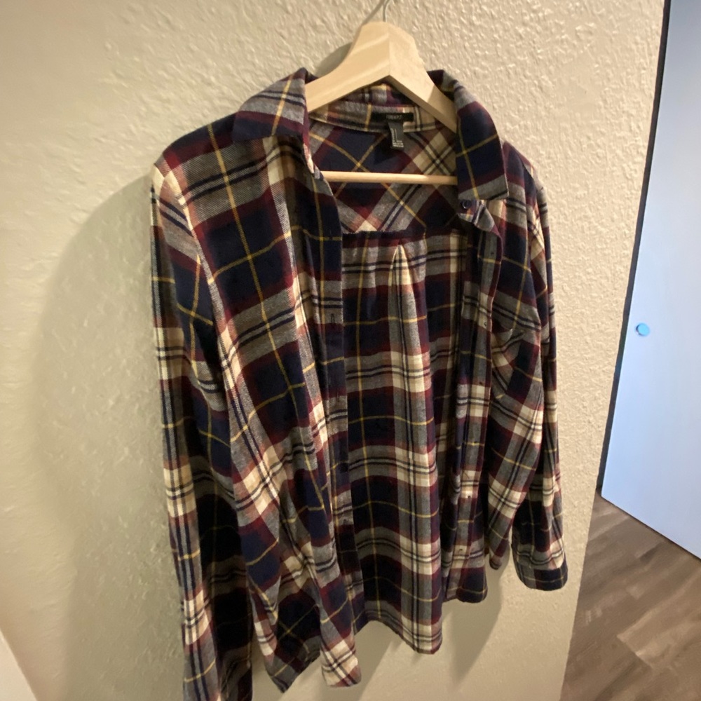 Navy blue flannel button down